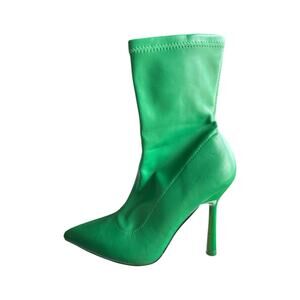 Forever21 Green Faux Leather Pointed Toe Stiletto Heel Ankle Boots Size 5.5